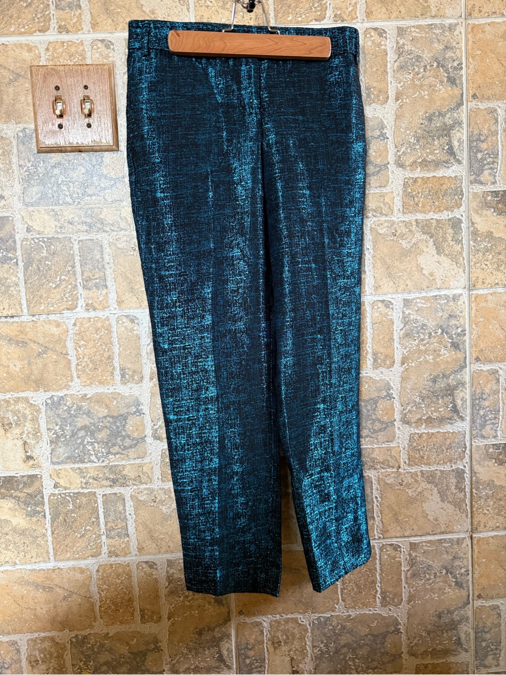 Express Metallic Blue Editor Ankle Pants, Size 0R